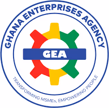 Logo of Ghana Enterprises Agency with colorful gear and GEA initials.